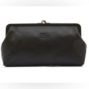 Il Bisonte Manuela black leather clutch bag